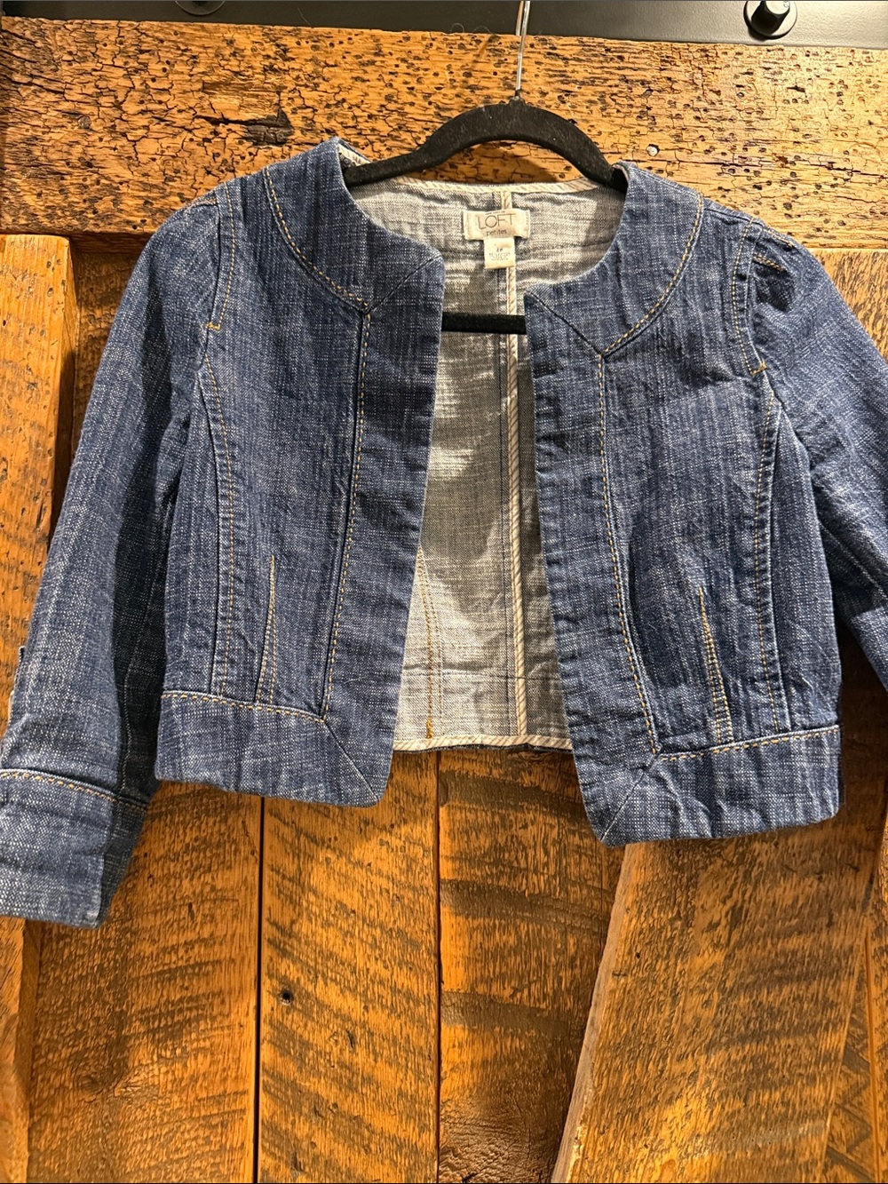 LOFT Cropped Blue Denim Jacket